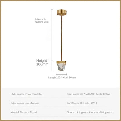 Modern geometric gold & silver crystal led pendant lights dining room