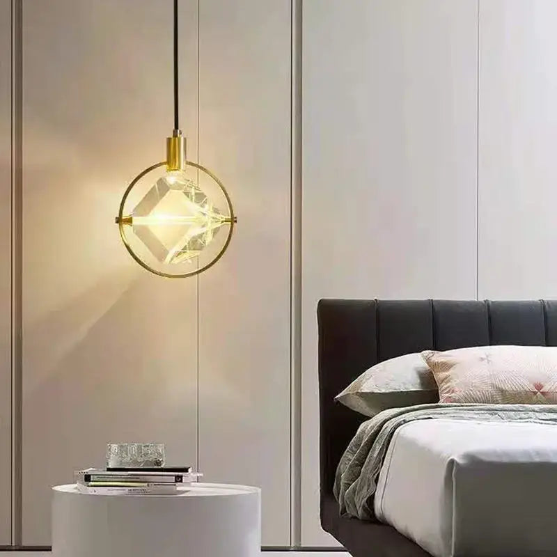 Modern geometric gold & silver crystal led pendant lights dining room