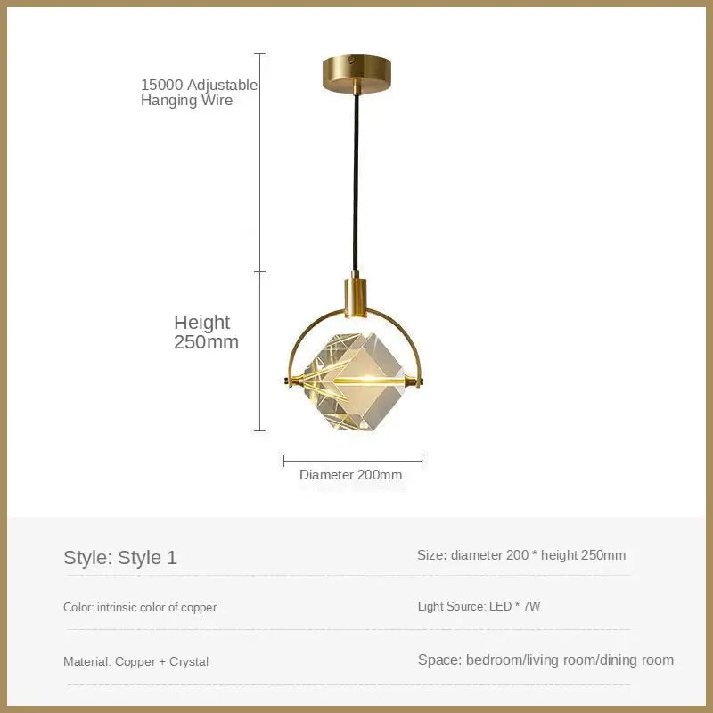 Modern geometric gold & silver crystal led pendant lights dining room