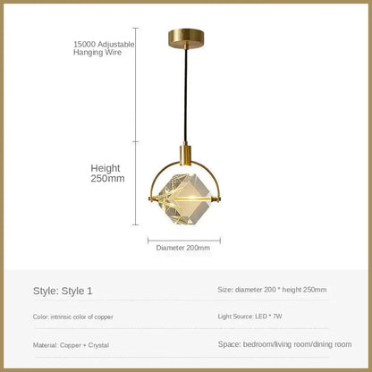Modern geometric gold & silver crystal led pendant lights dining room