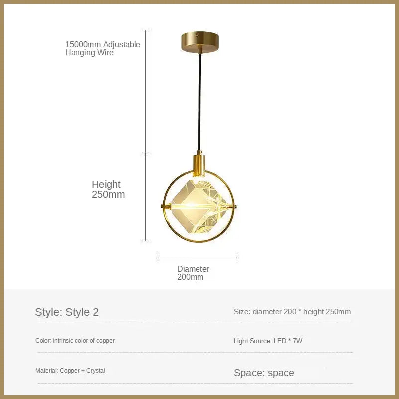 Modern geometric gold & silver crystal led pendant lights dining room
