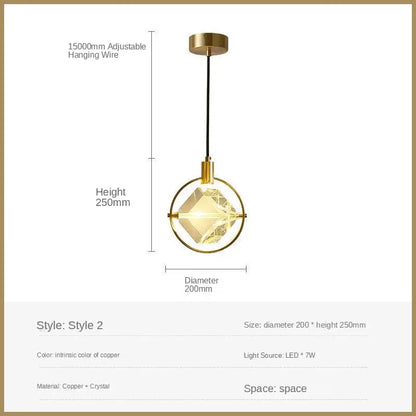 Modern geometric gold & silver crystal led pendant lights dining room