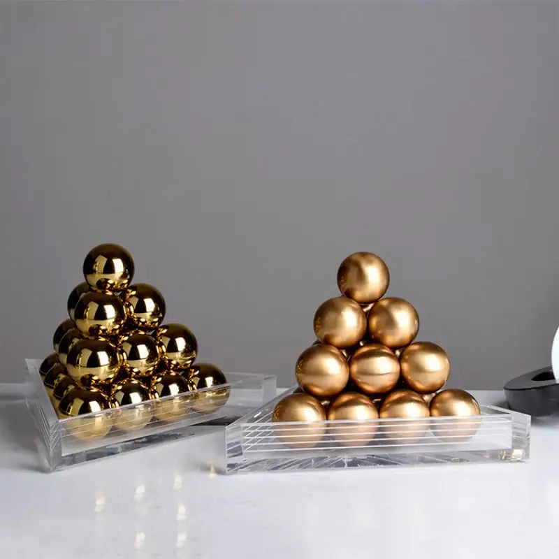 Modern geometric gold tower set living room acrylic trays