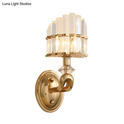 Modern geometric gold wall lamp crystal living room sconce
