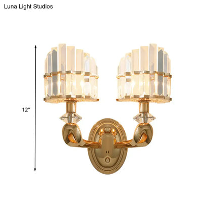 Modern geometric gold wall lamp crystal living room sconce