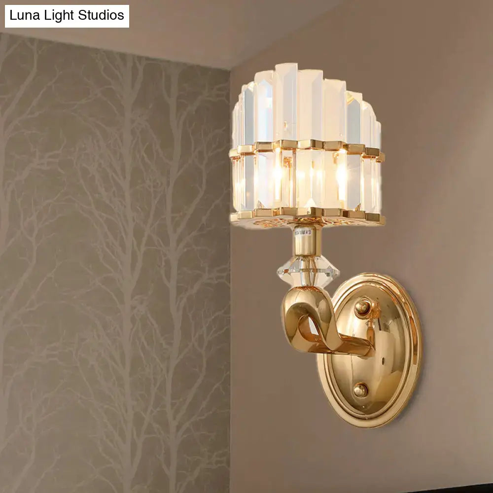 Modern geometric gold wall lamp crystal living room sconce