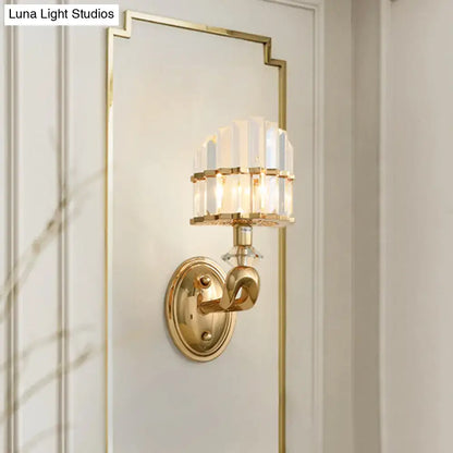 Modern geometric gold wall lamp crystal living room sconce