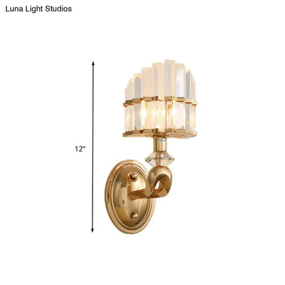 Modern geometric gold wall lamp crystal living room sconce