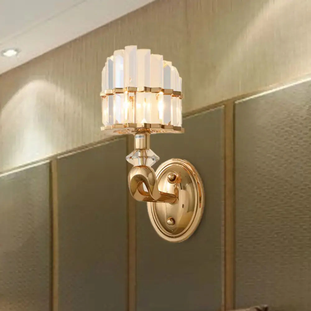 Modern geometric gold wall lamp crystal living room sconce