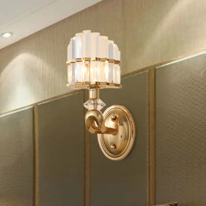 Modern geometric gold wall lamp crystal living room sconce