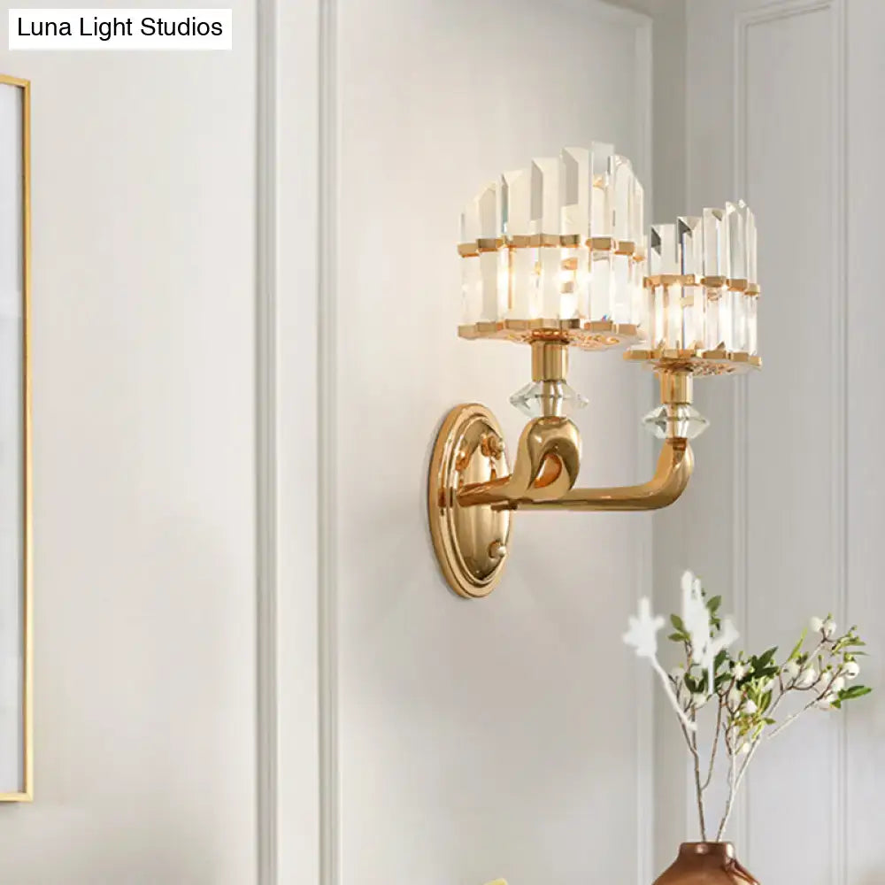 Modern geometric gold wall lamp crystal living room sconce
