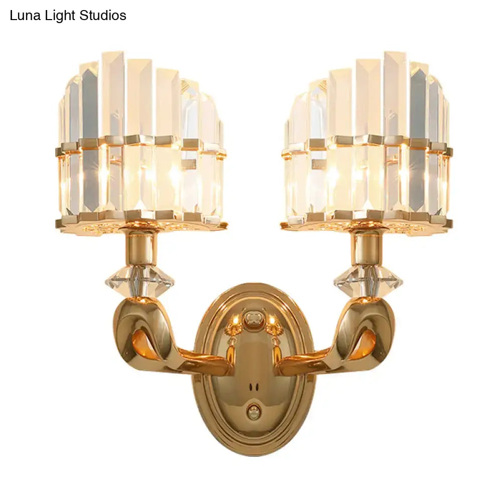 Modern geometric gold wall lamp crystal living room sconce