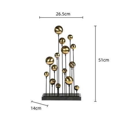 Modern geometric golden ball sculpture living room metal decor