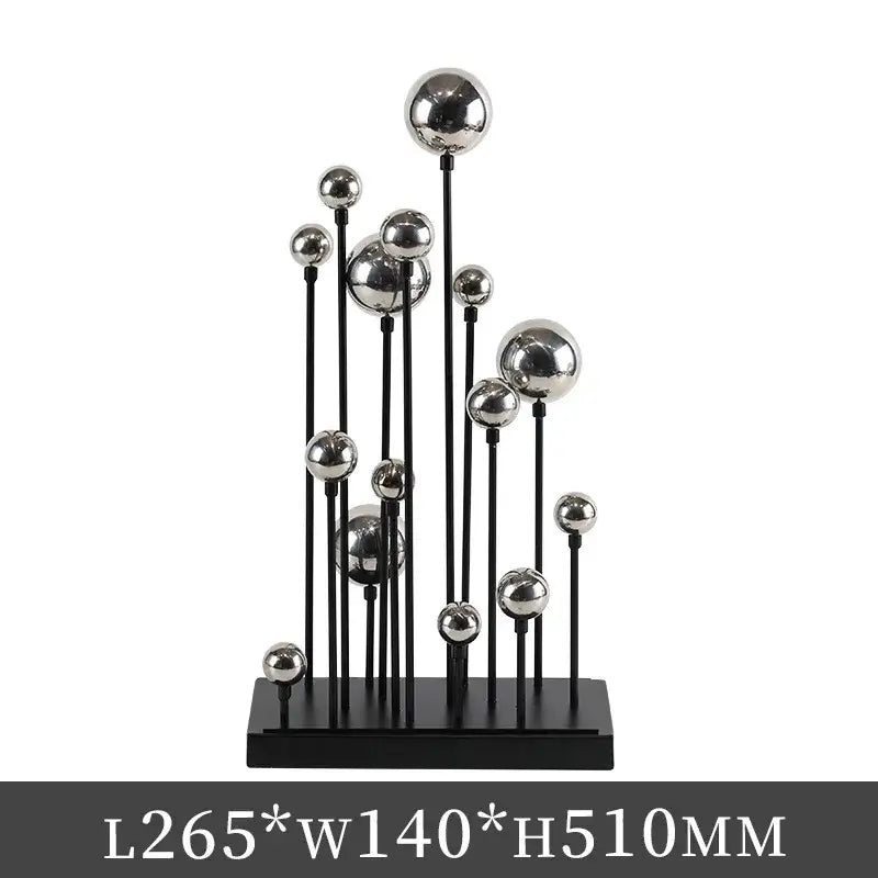 Modern geometric golden ball sculpture living room metal decor