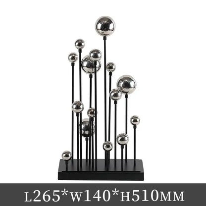 Modern geometric golden ball sculpture living room metal decor