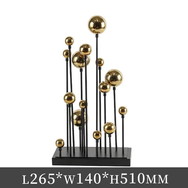 Modern geometric golden ball sculpture living room metal decor