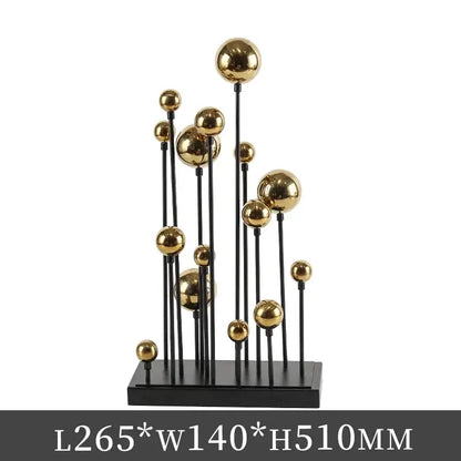 Modern geometric golden ball sculpture living room metal decor