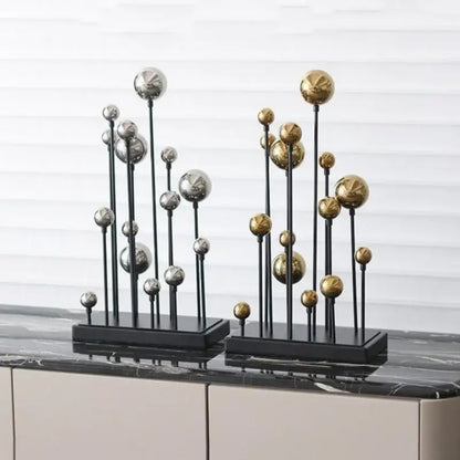 Modern geometric golden ball sculpture living room metal decor