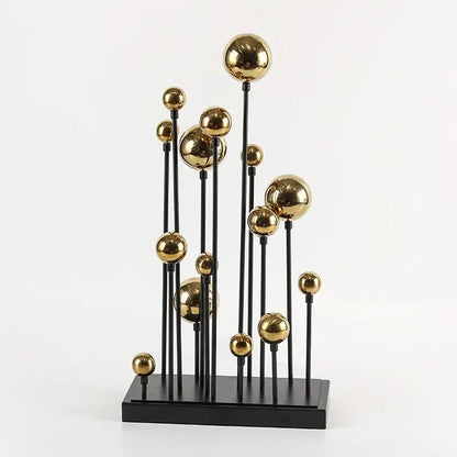 Modern geometric golden ball sculpture living room metal decor