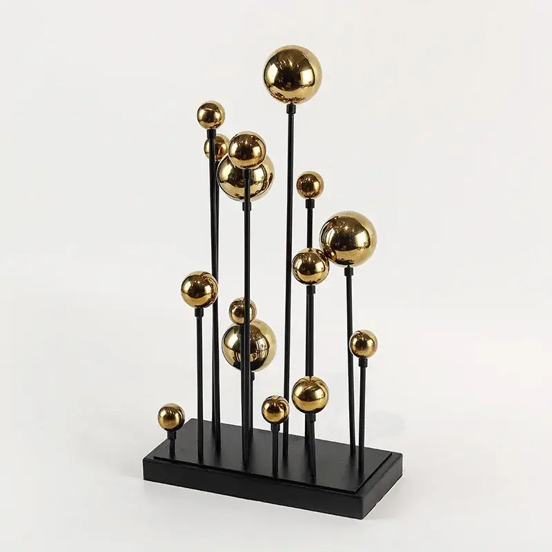 Modern geometric golden ball sculpture living room metal decor