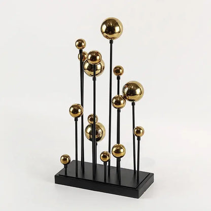 Modern geometric golden ball sculpture living room metal decor