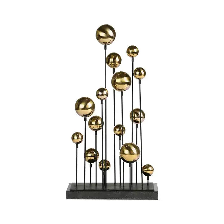 Modern geometric golden ball sculpture living room metal decor