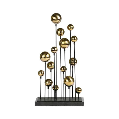 Modern geometric golden ball sculpture living room metal decor