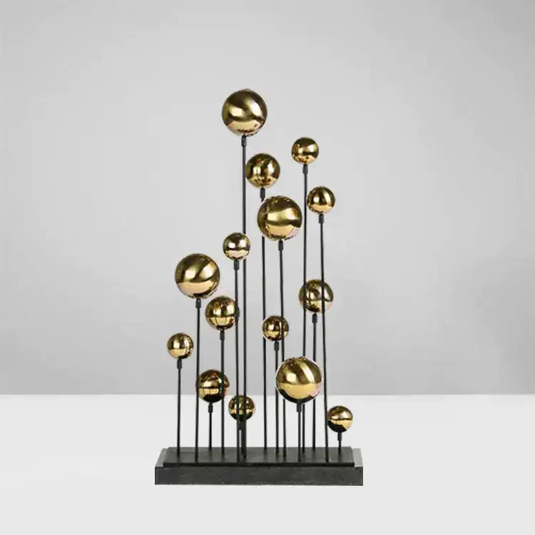 Modern geometric golden ball sculpture living room metal decor