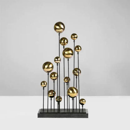 Modern geometric golden ball sculpture living room metal decor