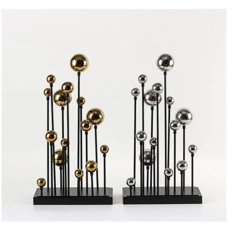Modern geometric golden ball sculpture living room metal decor