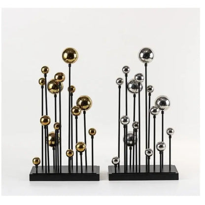 Modern geometric golden ball sculpture living room metal decor