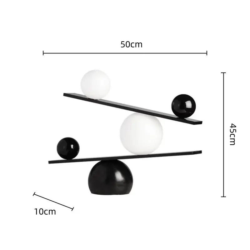 Modern geometric golden ball seesaw ramp living room sculpture