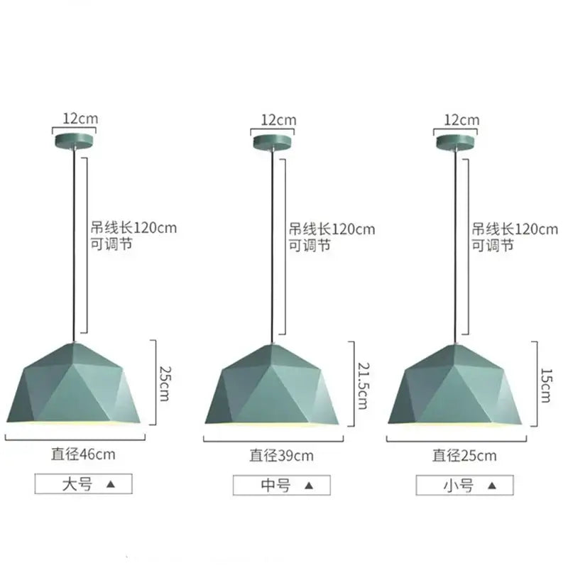 Modern geometric iron diamond pendant lights for living room