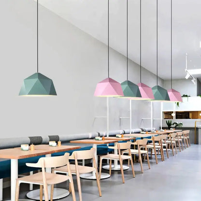 Modern geometric iron diamond pendant lights for living room