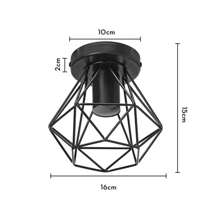 Modern geometric iron frame cage ceiling light for aisle and loft