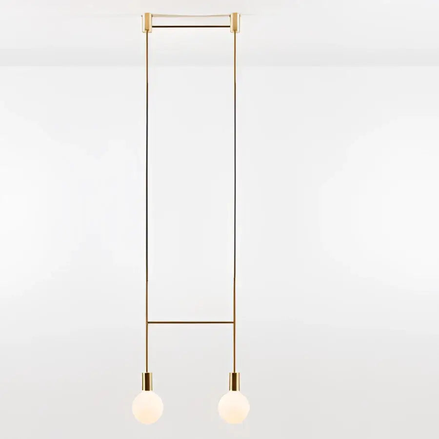 Modern geometric iron pendant light brass & black dining room 3 bulb