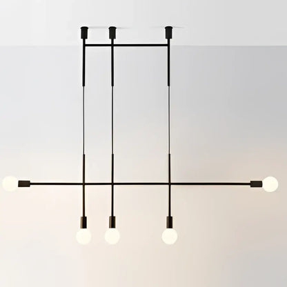 Modern geometric iron pendant light brass & black dining room 3 bulb