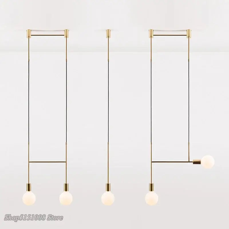 Modern geometric iron pendant light brass & black dining room 3 bulb