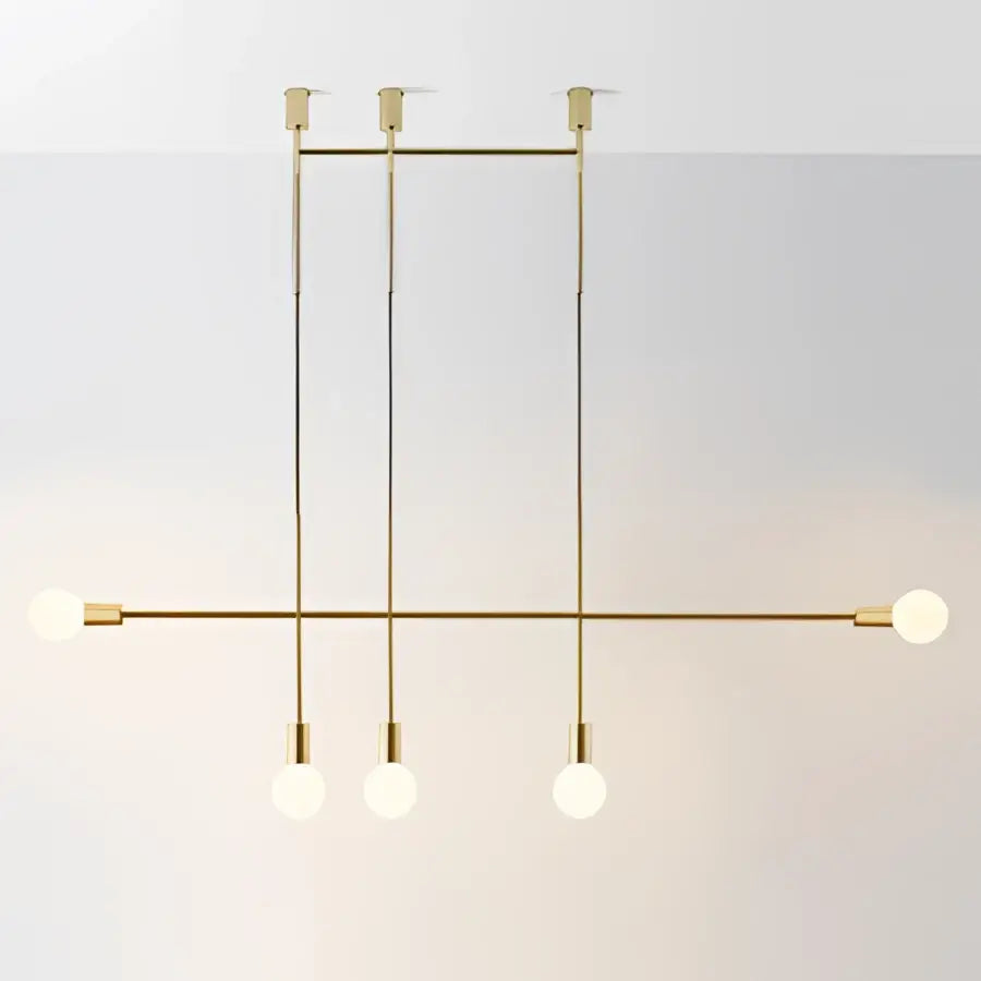 Modern geometric iron pendant light brass & black dining room 3 bulb