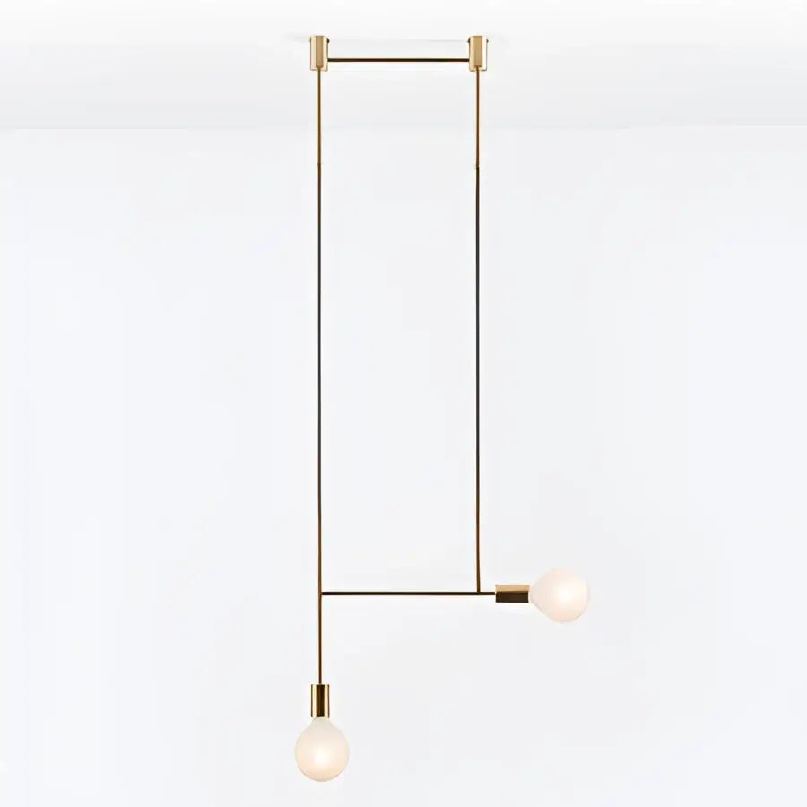 Modern geometric iron pendant light brass & black dining room 3 bulb
