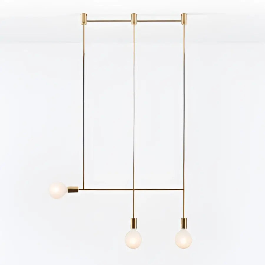 Modern geometric iron pendant light brass & black dining room 3 bulb