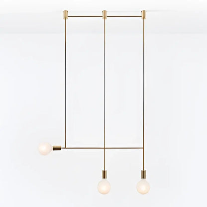 Modern geometric iron pendant light brass & black dining room 3 bulb