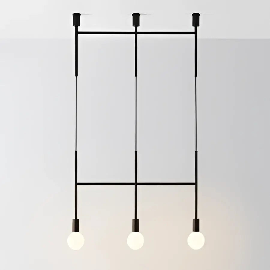 Modern geometric iron pendant light brass & black dining room 3 bulb