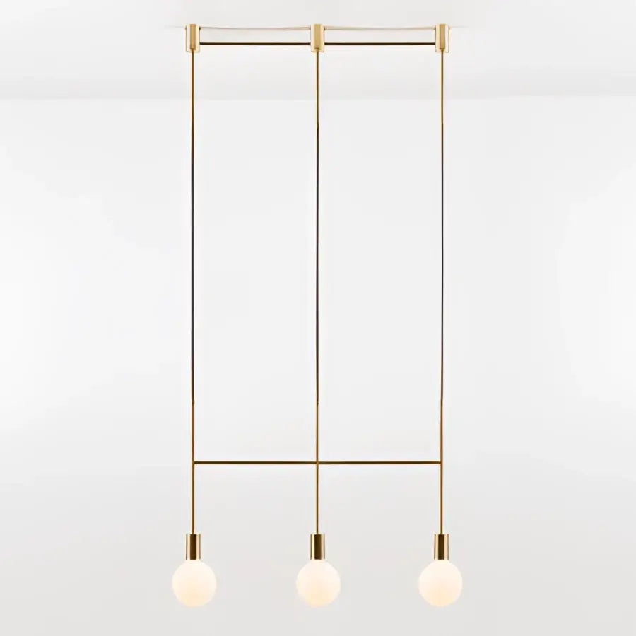 Modern geometric iron pendant light brass & black dining room 3 bulb