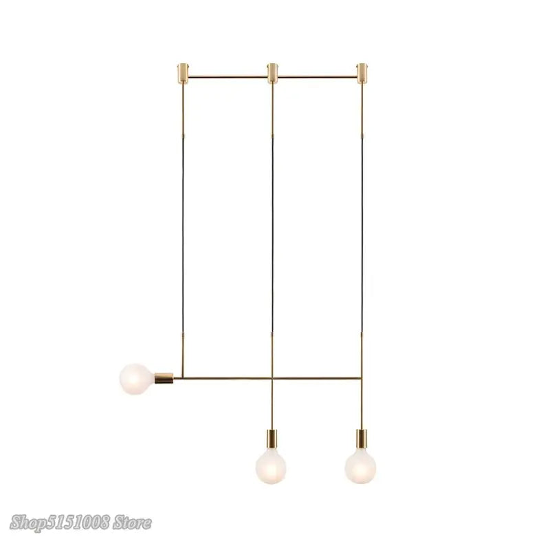 Modern geometric iron pendant light brass & black dining room 3 bulb