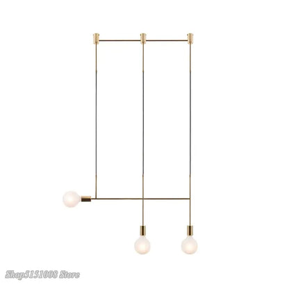 Modern geometric iron pendant light brass & black dining room 3 bulb