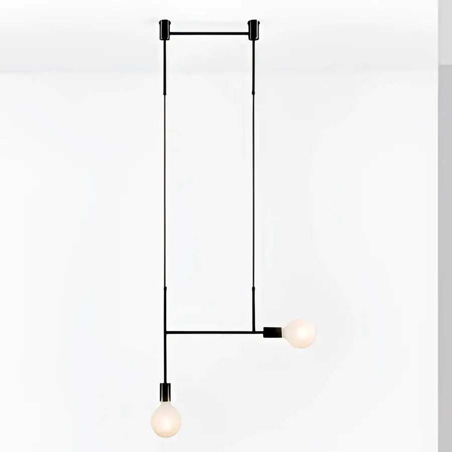 Modern geometric iron pendant light brass & black dining room 3 bulb