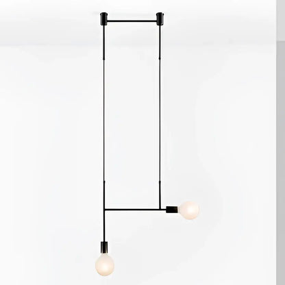Modern geometric iron pendant light brass & black dining room 3 bulb