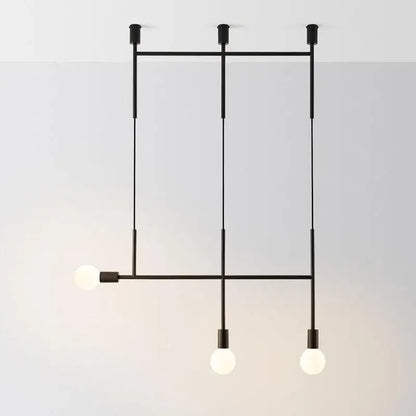 Modern geometric iron pendant light brass & black dining room 3 bulb