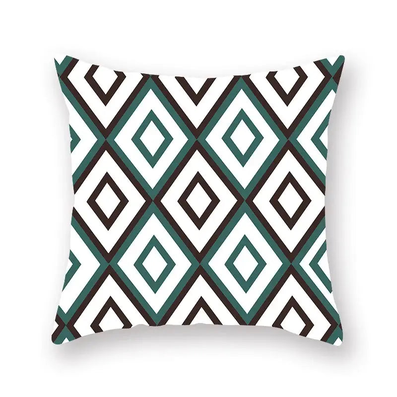 Modern geometric leaf flower pillowcase teal & blue living room decor